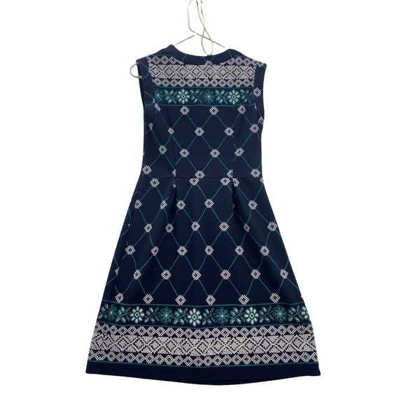 Enfocus Studio Womens Size 8 Blue Print Sleeveless Midi Pullover V Neck Dress - Picture 2 of 10